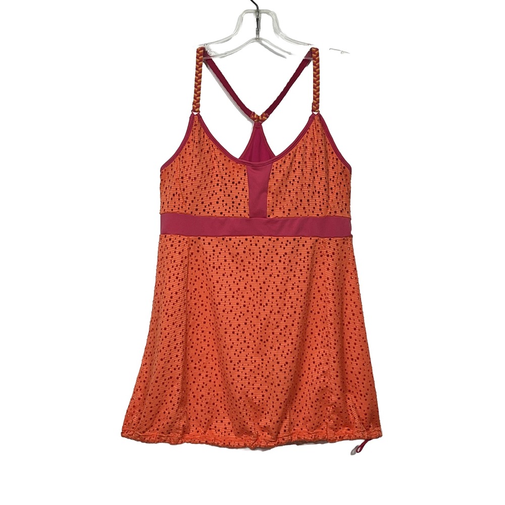 Moving Comfort Orange Mesh‎ Athletic Tank Dress Tunic Drawstring Waist M